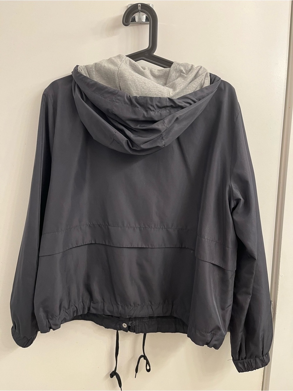 H&M Black Hooded Windbreaker Jacket with Grey Hood Lining - Picture 2 of 3